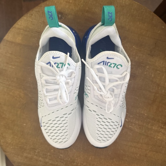 Nike Air Max 270 White with Blue and Green Accents - Picture 4 of 5